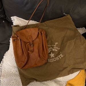 Vintage il  bisonte leather pocketbook purse crossbody bag in natural leather